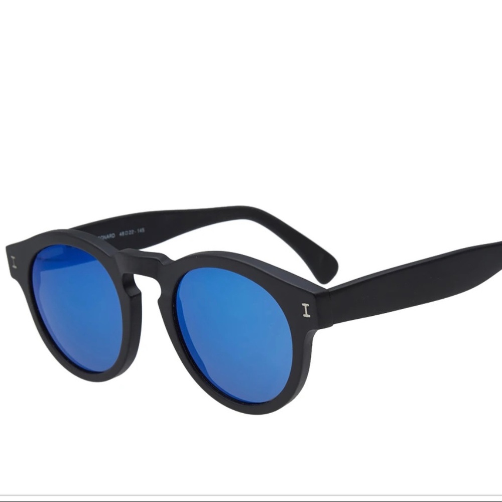 Ilesteva Matte Black and Blue Leonard Sunglasses